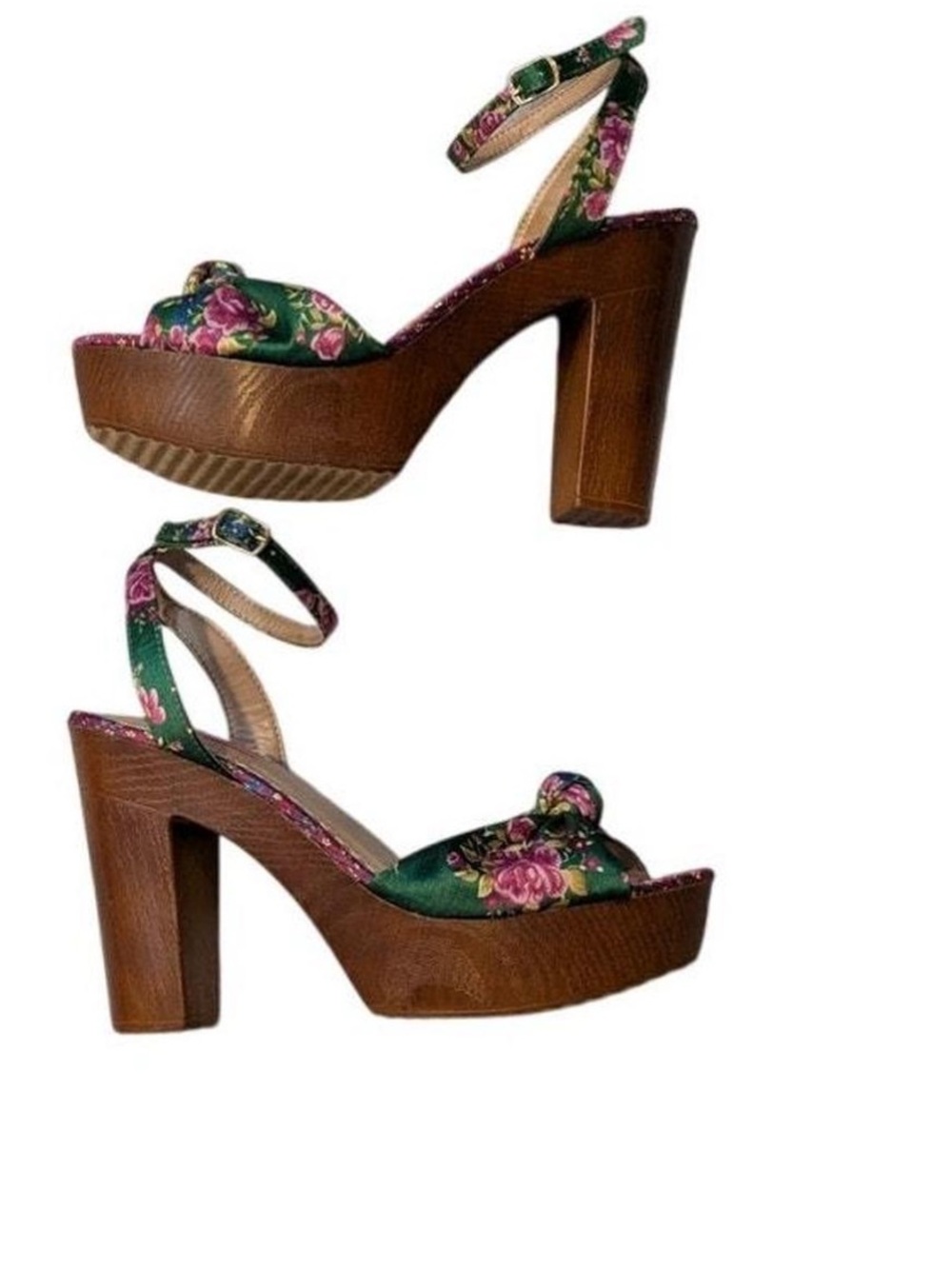 Betsey Johnson whimsy green and pink floral platform sandals - Picture 7 of 8